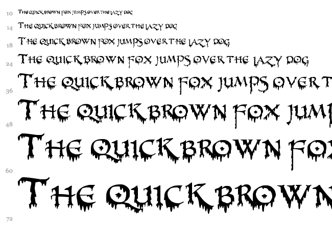 PR Uncial Creepy font waterfall
